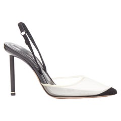 ALEXANDER WANG Alix nudefarbene Slingback-Pumps aus Netzstoff mit schwarzem Stoffband EU36