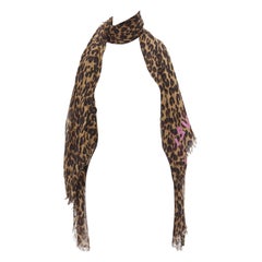 Used LOUIS VUITTON Stephen Sprouse brown cashmere silk graffiti logo leopard scarf