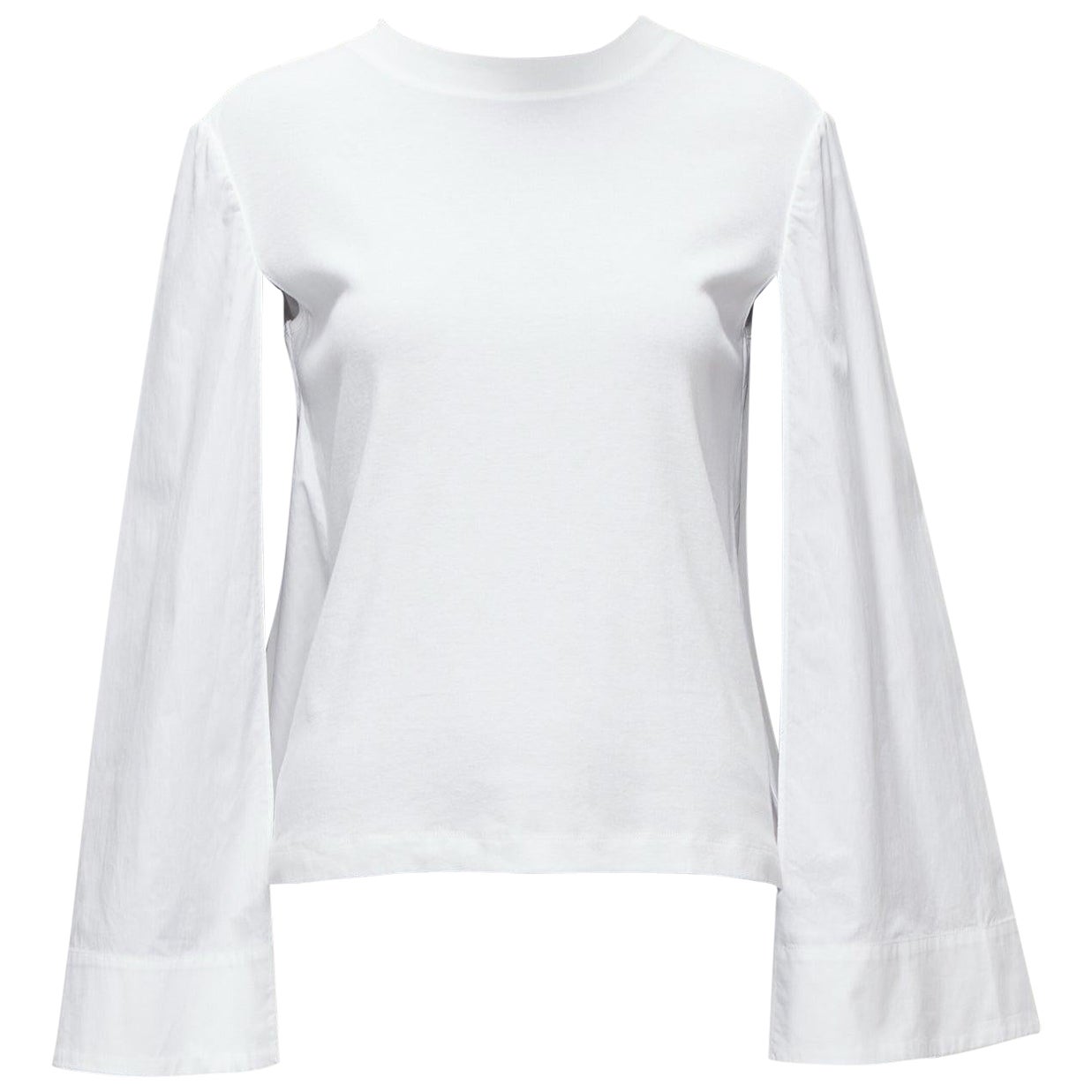 ROSETTA GETTY white 100% cotton woven cape sleeves knitted top XS For Sale