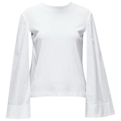 ROSETTA GETTY haut tricoté blanc 100 % coton tissé à manches cape XS