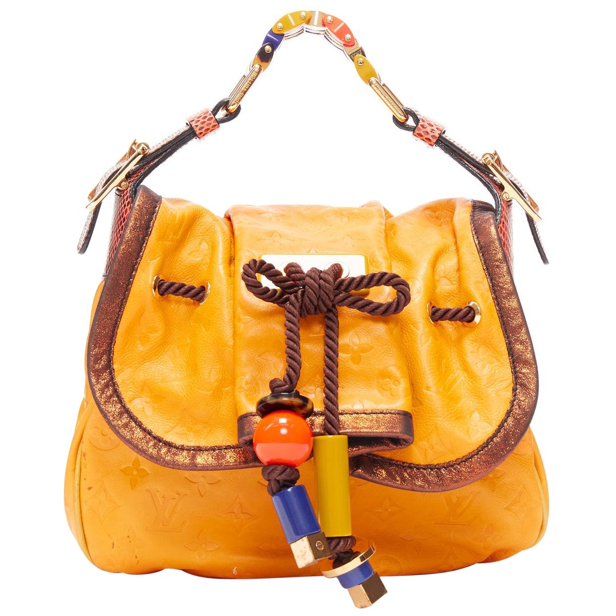 LOUIS VUITTON Marc Jacobs Kalahari PM monogram yellow leather top handle bag For Sale
