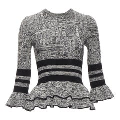 ALEXANDER MCQUEEN Pullover-Pullover aus grauer Wolle und Seide in Grau mit peplum-Muster, S