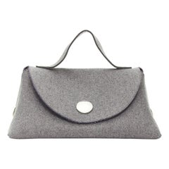 rare CELINE Phoebe Philo 2014 Runway Orb grey wool felt top handle bag