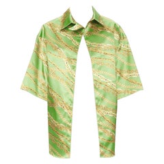 BALENCIAGA, chemise boxe rigide verte à imprimé chaîne dorée, taille FR 34 XS, défilé 2018