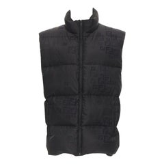 FENDI black FF Zucca monogram black goose down padded vest IT54 2XL