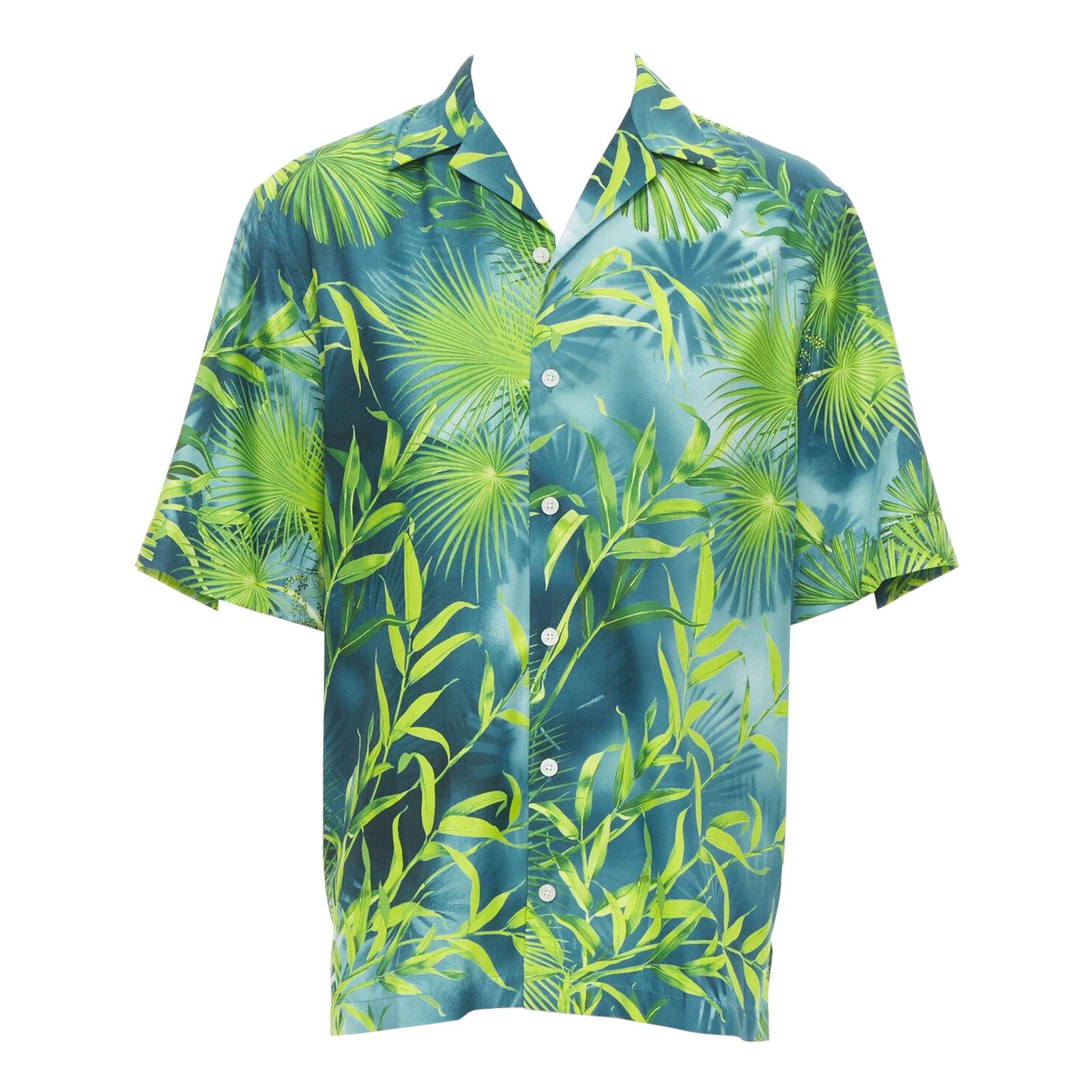 VERSACE 2020 Iconic JLo Jungle print green tropical print shirt EU38 S For Sale