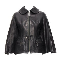 Junya Watanabe 2011 Runway noir cuir corset cape manche veste XS