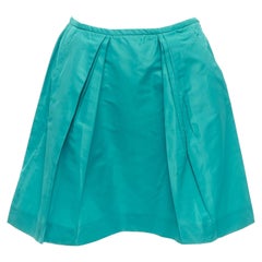 MIU MIU 2007 teal green nylon pleated high waisted Aline skirt IT36 XXS