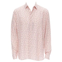 Saint Laurent 2018 100% silk pink white star print long sleeve shirt EU38 S