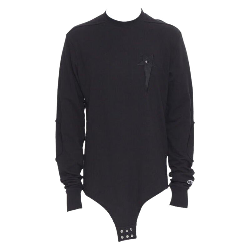 RICK OWENS CHAMPION SS20 Tecuatl Black Pentagram Star embroidered sweater S For Sale