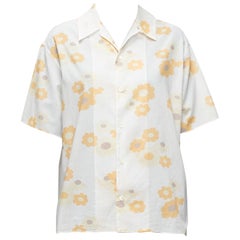 MARNI Weiß-gelbes Baumwollhemd mit Blumendruck und kurzen Ärmeln IT38 XS