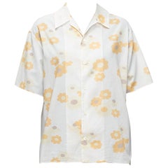 MARNI white yellow cotton vintage floral print short sleeve boxy shirt IT38 XS