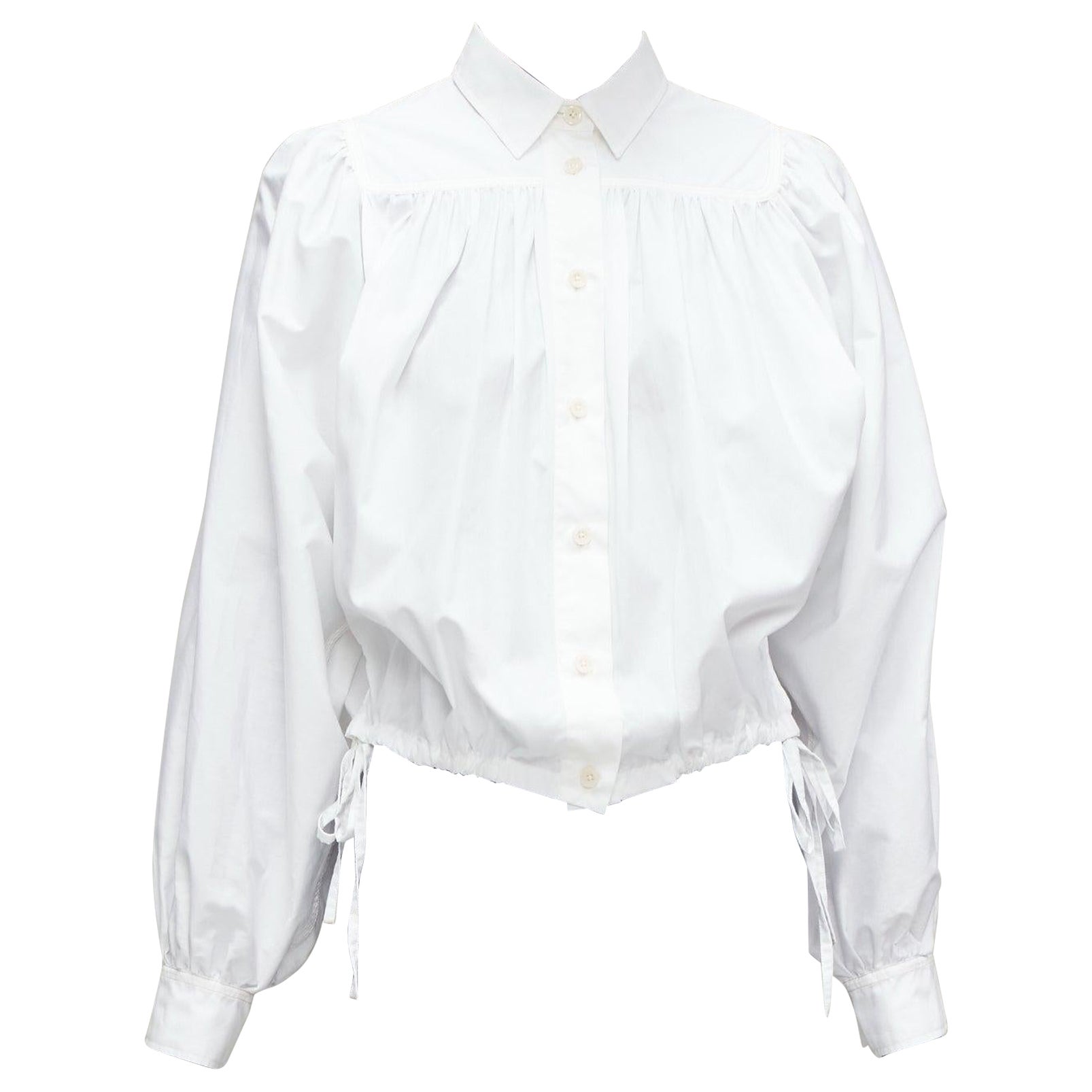 Off White Half Puff Sleeve Cropped Blouse