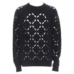 VERSACE 100% wool black diamond cut out Medusa stud sweater EU52 XL
