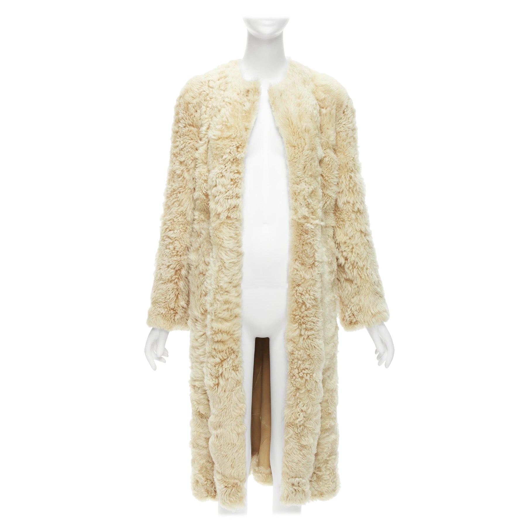 OLD CELINE Phoebe Philo 100% lambskin shearling longline fur coat FR36 S