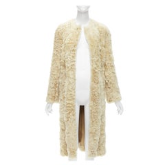 OLD CELINE Phoebe Philo 100% lambskin shearling longline fur coat FR36 S
