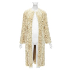 OLD CELINE Phoebe Philo 100% Lammfell Shearling Longline Pelzmantel FR36 S