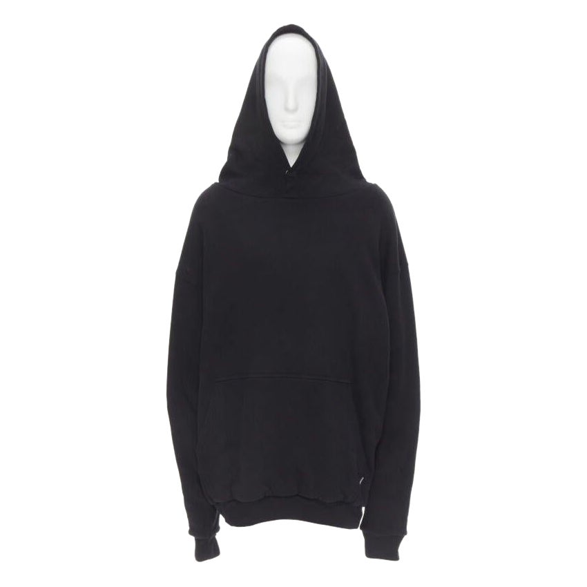 BALENCIAGA Demna 2018 black I Love Techno embroidered oversized hoodie S For Sale