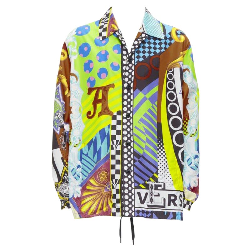 VERSACE 2020 Runway Pop Temple print nylon windbreaker shirt jacket IT48 M For Sale