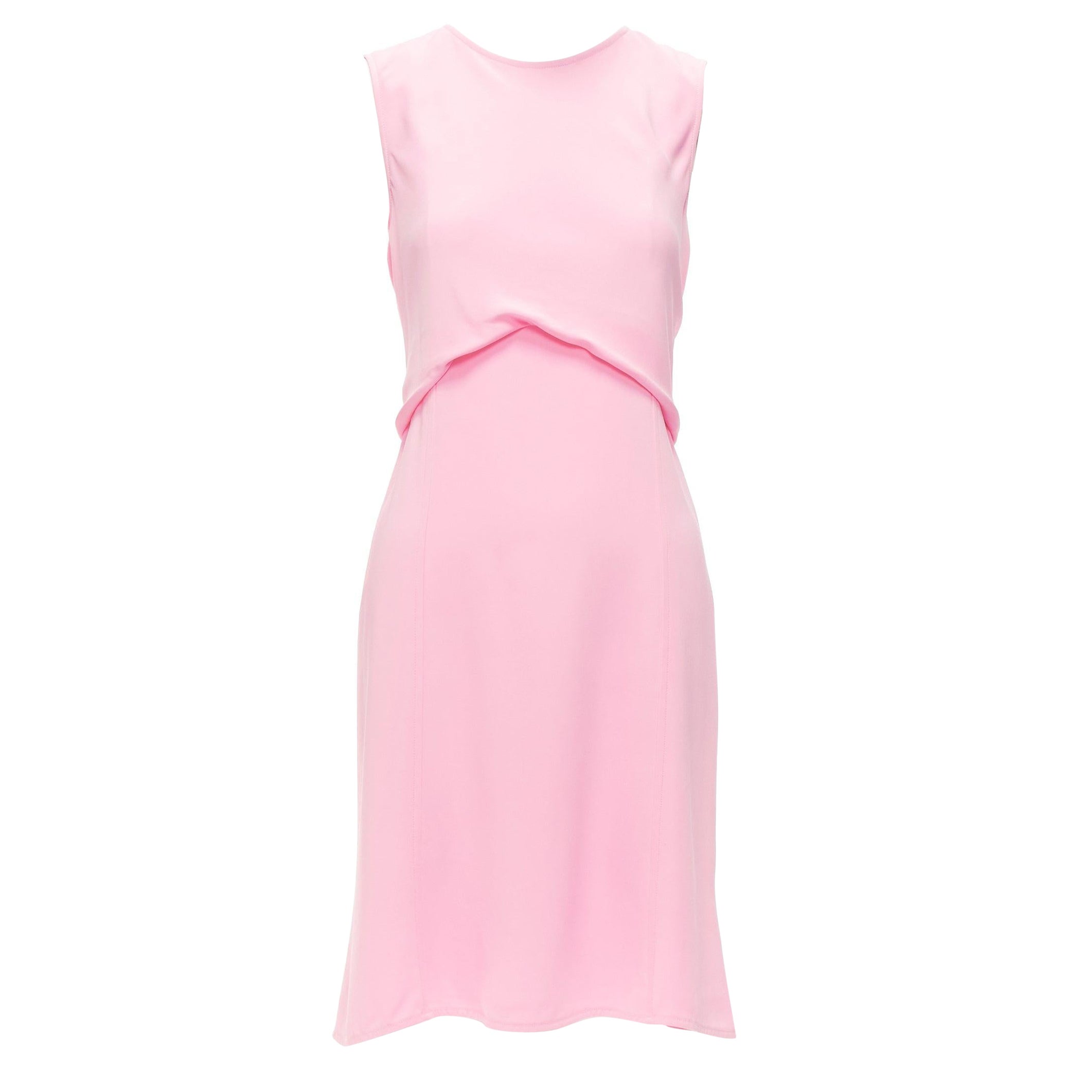 VICTORIA BECKHAM pink silky drape front ruched back sleeveless shift dress For Sale
