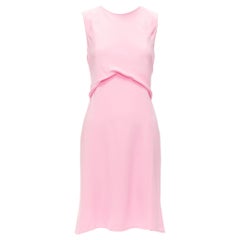 VICTORIA BECKHAM pink silky drape front ruched back sleeveless shift dress