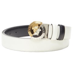 VERSACE Demi Medusa Cinturón reversible negro blanco hebilla partida 100 cm 38-42"
