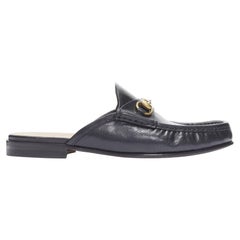Used GUCCI Quentin Nero black leather gold Horsebit slip on loafer UK9 US10 EU43