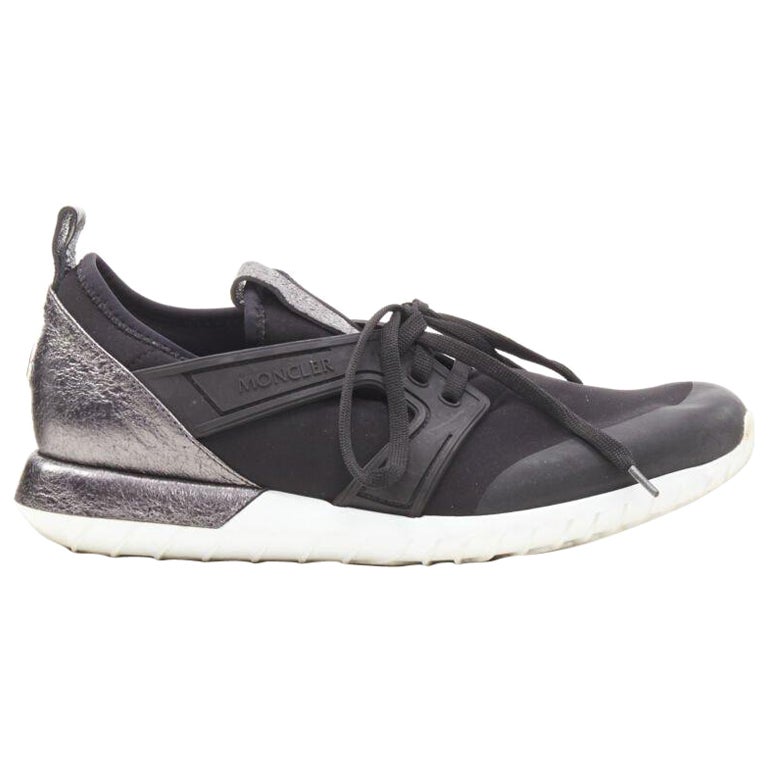 MONCLER black neoprene plastic caged metallic leather heel sports sneaker EU37 For Sale