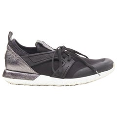 MONCLER black neoprene plastic caged metallic leather heel sports sneaker EU37