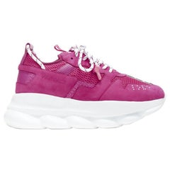 VERSACE Chain Reaction Blowzy all pink suede low top chunky sneaker EU40.5