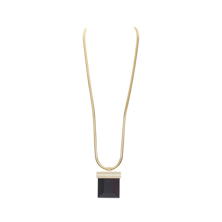 SAINT LAURENT Hedi Slimane 2013 Opium runway black Onyx stone gold necklace For Sale