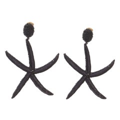 OSCAR DE LA RENTA - Grandes boucles d'oreilles à clip ornées de perles en forme d'étoile de mer, noires