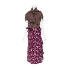 Défilé COMME DES GARCONS 1999 Vintage Brown floral macrame wrap top ruffle skirt