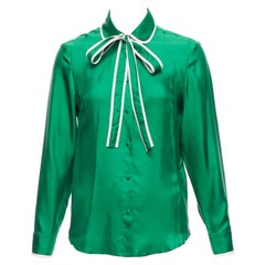 RED VALENTINO 2022 100% seta verde papillon camicetta Peter Pan IT38 XS