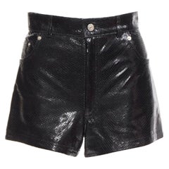 Vintage MANOKHI black genuine scaled leather high waisted shorts FR36 XS