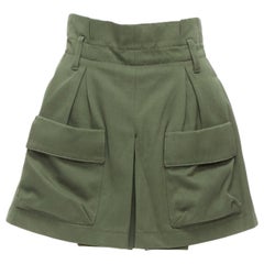 RED VALENTINO 2020 khaki Baumwolle Schurwolle hoch taillierte Cargp-Shorts IT36 XXS