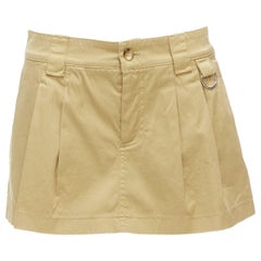 RED VALENTINO Beige Baumwolle Silber D Ring Plissee Safari Skorts IT38 XS