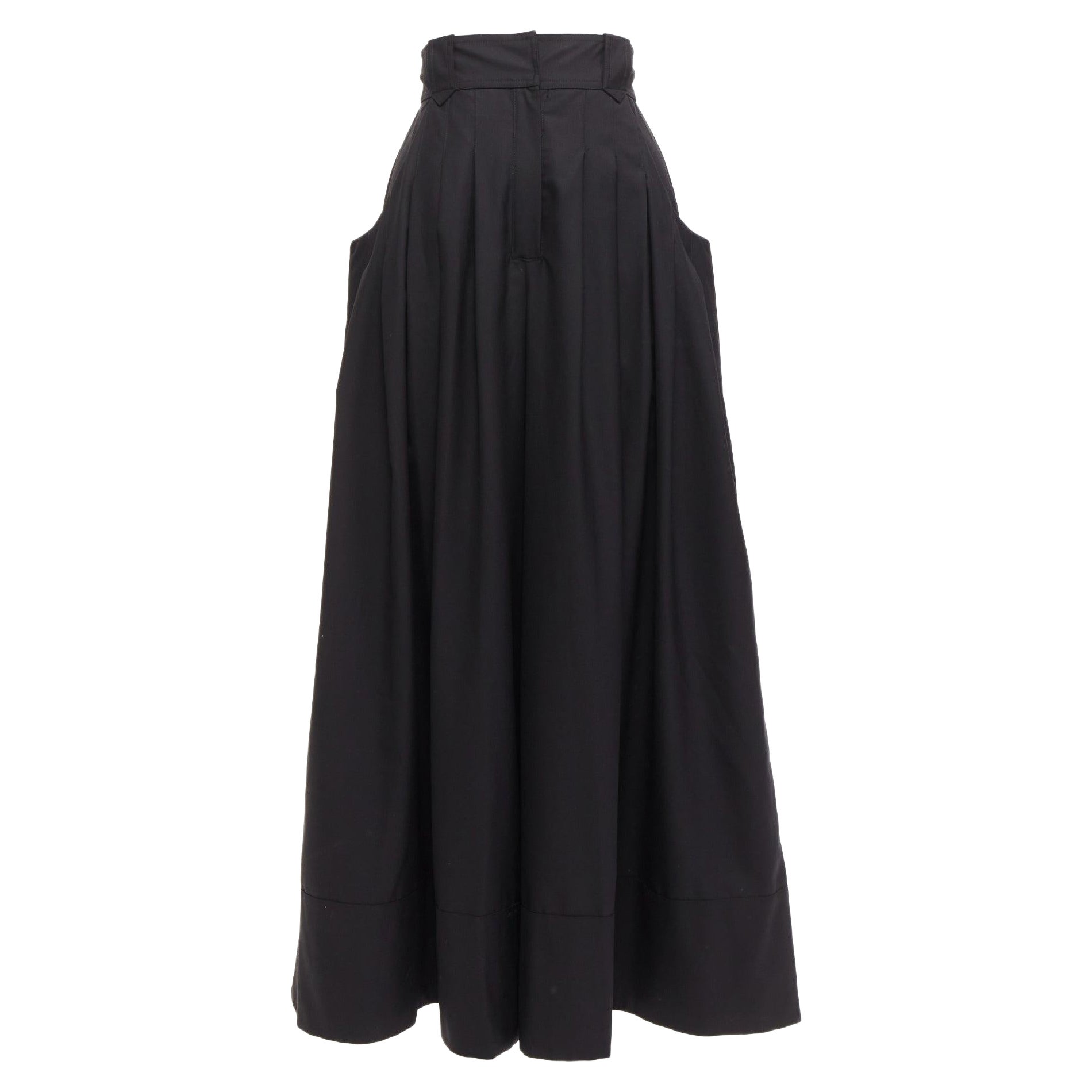 AJE 2018 black wool blend pleated high waist wide culottes pants UK4 XXS For Sale