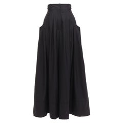 AJE 2018 noir laine mélangée plissé taille haute pantalon culotte large UK4 XXS