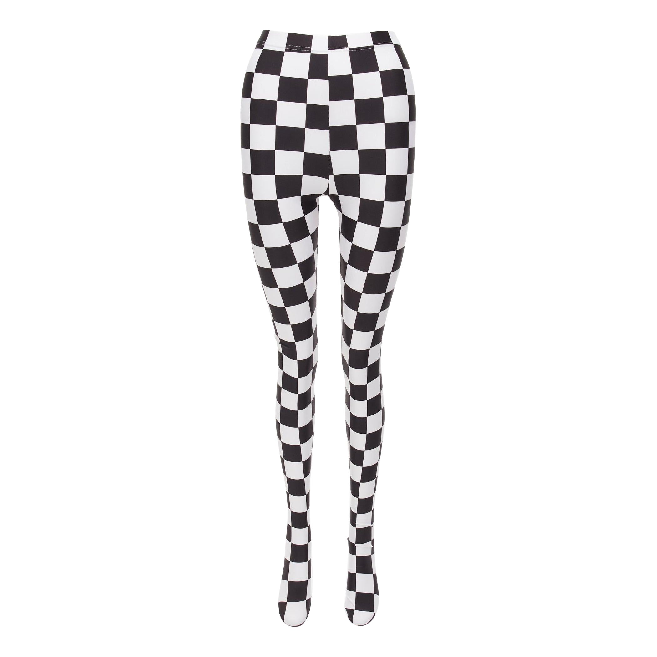 COMME DES GARCONS 2021 black white checkerboard tight legging XS For Sale