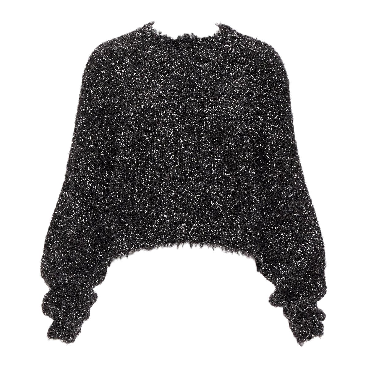 ISABEL MARANT black gunmetal tinsel batwing slouchy cropped sweater FR34 XS For Sale