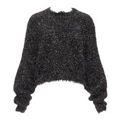 ISABEL MARANT black gunmetal tinsel batwing slouchy cropped sweater FR34 XS