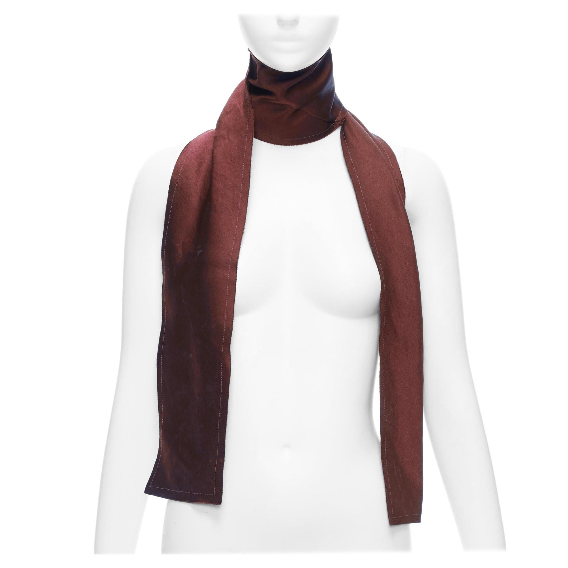 LANVIN red burgundy 100% silk made in france frayed edge rectangular scarf For Sale