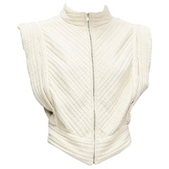 ISABEL MARANT Carola cream cotton striped quilted boxy crop top FR38 M