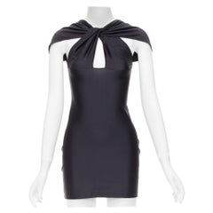 COPERNI Schwarzes Nylon Jersey Minikleid mit ausgeschnittener Schulter XS
