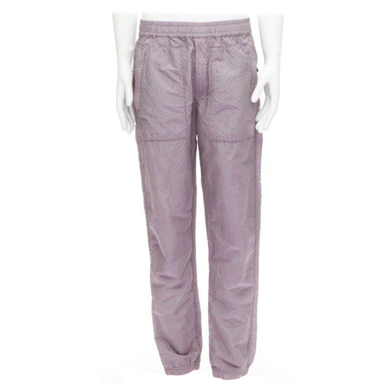STONE ISLAND iridescent purple seersucker nylon track pants M For Sale