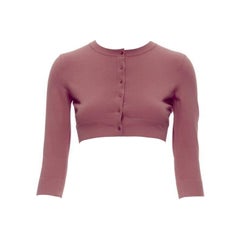 ALAIA Signature Cardigan cropped en maille stretch à boutons Framboise rose FR36 XS