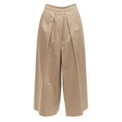 TOME 100% coated cotton tan brown pleated front wide leg pants US2 S