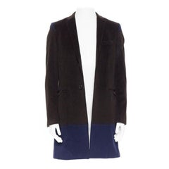 KOLOR dark brown navy blue duo-colour constructed panels tailored long coat JP3