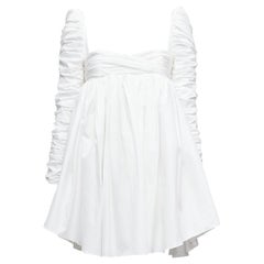 KHAITE Sueanne white ruched sleeve sweetheart empire corseted mini dress US2 S